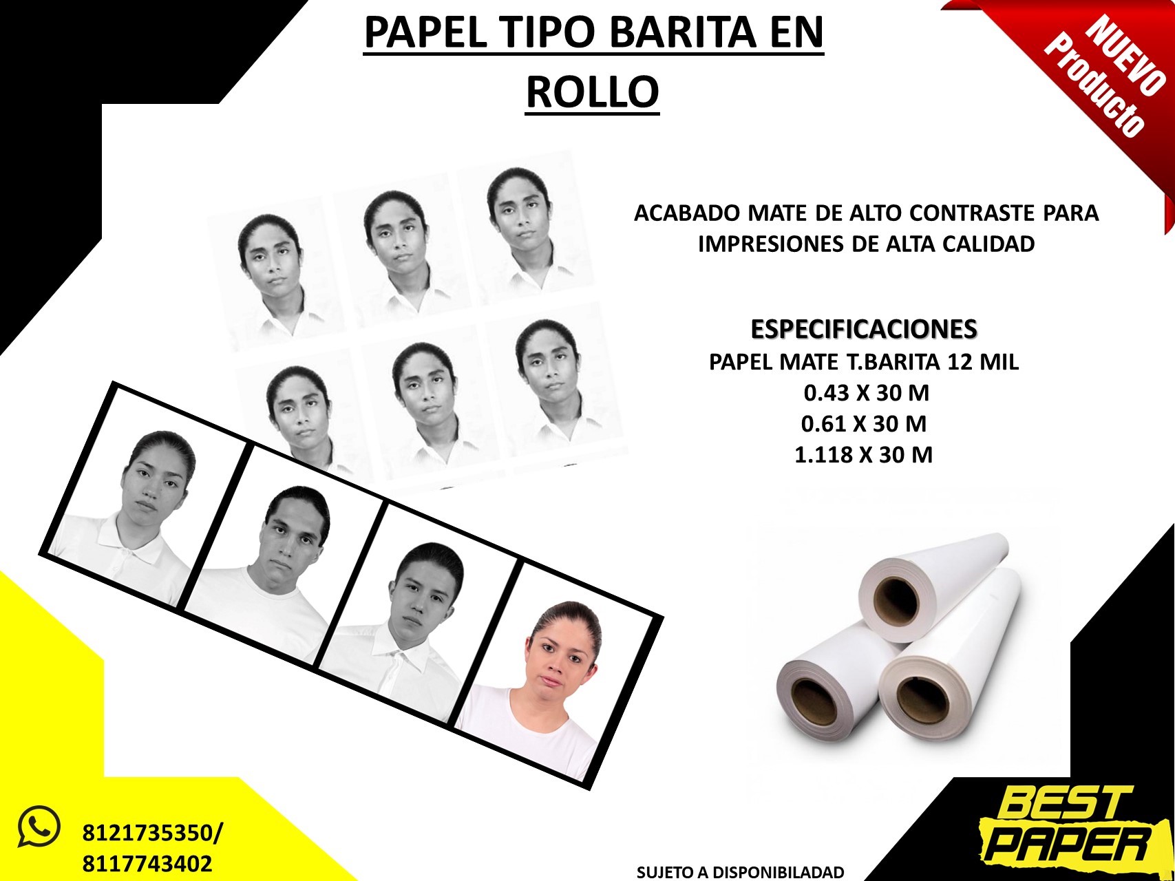 ROLLO PAPEL TIPO BARITA